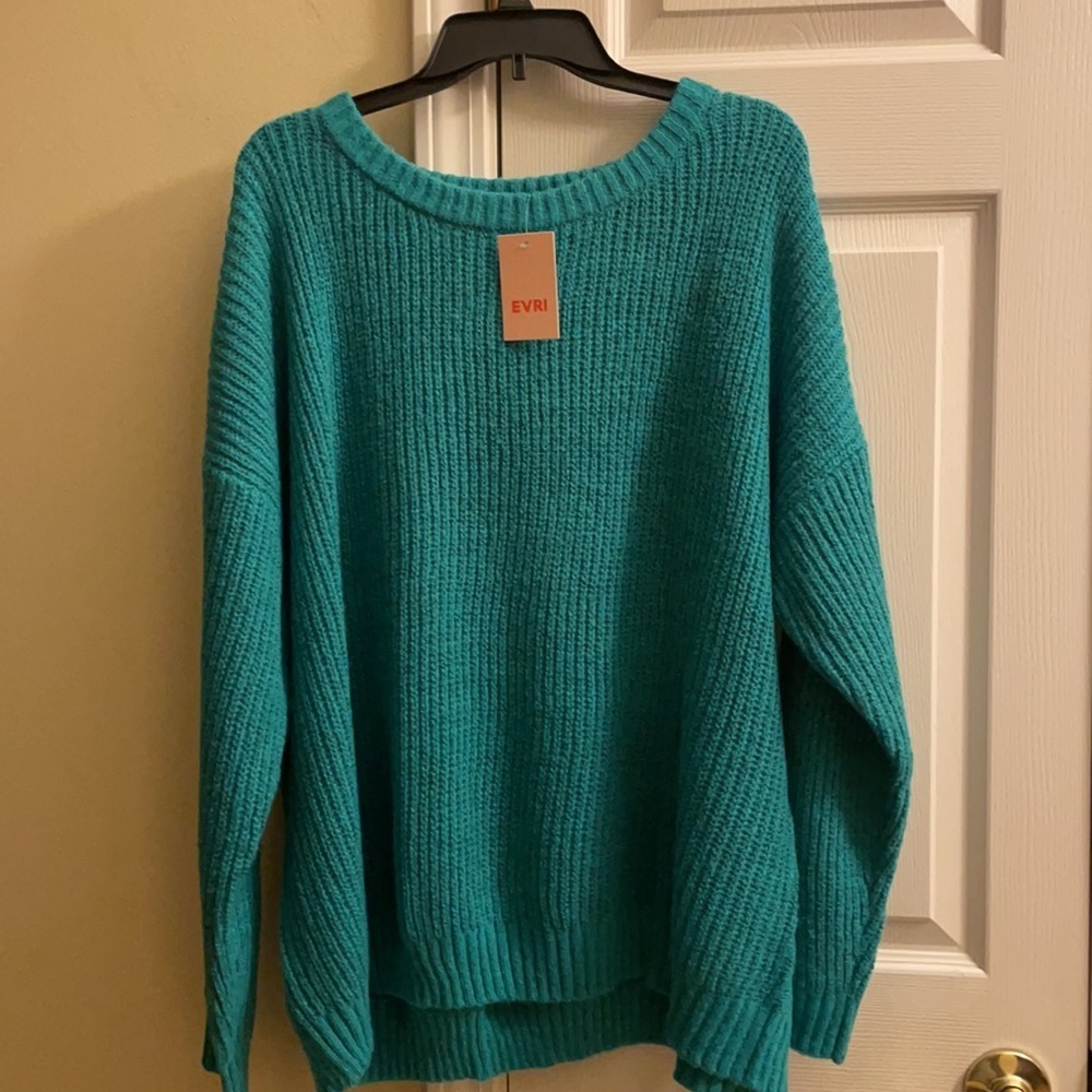 Evri plus size cozy crewneck sweater NWT